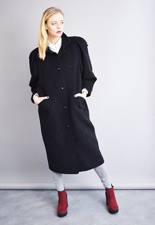 90'S CLASSIC CUT MINIMALIST WARM BLACK BOYFRIEND'S COAT