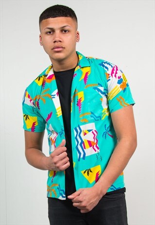 VINTAGE 90S HAWAIIAN SHIRT BRIGHT BOLD IBIZA