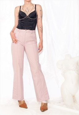 Vintage Y2K Biba Flare Trousers in Pastel Pink