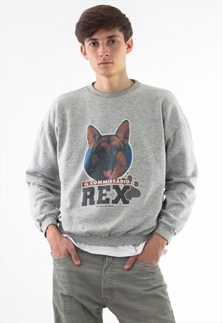VINTAGE INSPECTOR REX 1998 GRAPHIC CREW NECK 90S GREY