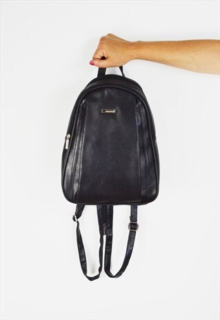 BLACK FAUX LEATHER RUCKSACK BAG
