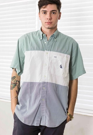VINTAGE NAUTICA SHIRT LOGO 90S M 7.7