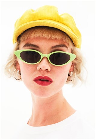 SARA - GREEN SKINNY CAT EYE SUNGLASSES