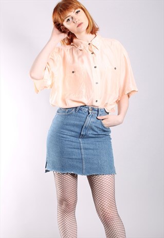 VINTAGE 90S PEACH SILK OVERSIZE SHIRT