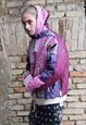 PAISLEY PRINT FLORAL STITCHED HOODIE BANDANA PULLOVER PURPLE