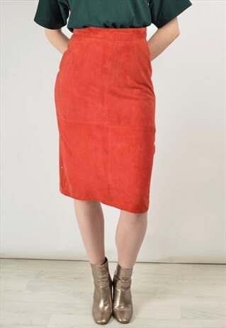 VINTAGE 80S PENCIL SKIRT IN RED SUEDE