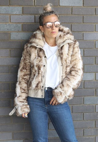 VINTAGE 1990S MORGAN DE TOI FAUX FUR HIGH NECK JACKET