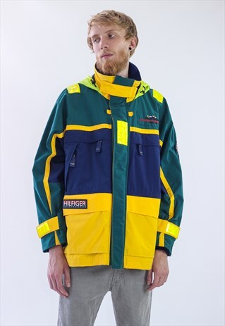 RARE VINTAGE MENS TOMMY SAILING GEAR WINDBREAKER LOGO JACKET
