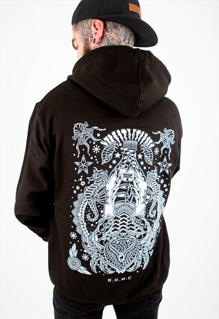 OCEAN BLACK ZIP HOODIE