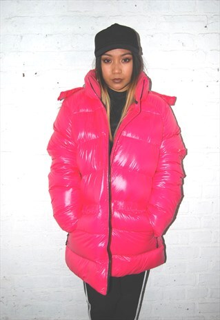 DAZZLING PADDED PINK PUFFER COAT (PINK)
