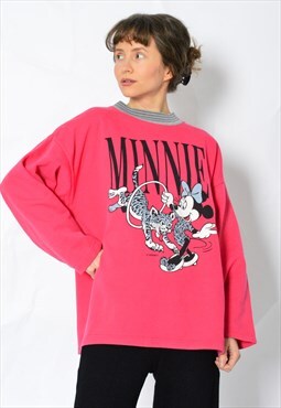 Vintage 80s Pink Graphic Minnie Mouse Sweatshirt