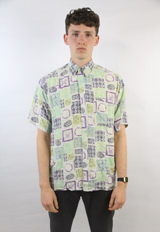 VINTAGE 90'S ABSTRACT BLOCK PATTERNED SHIRT