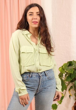VINTAGE 70S OVERSIZED SHIRT IN GREEN
