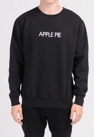 BLACK EMBROIDERED APPLE PIE SWEATSHIRT