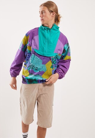 VINTAGE 1/4 ZIP PATTERNED FESTIVAL JACKET