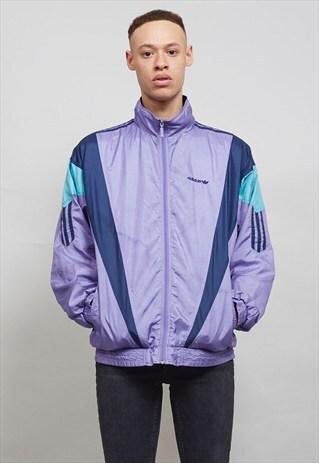 PURPLE AND GREEN ADIDAS VINTAGE SHELL SPORTS JACKET