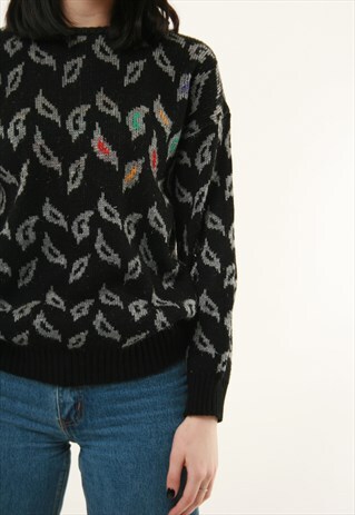 VINTAGE VTG RARE CRAZY PATTERN KNITTED SWEATER JUMPER 213