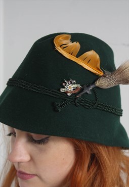 Vintage 80's Bavarian Bucket Hat Cap Green