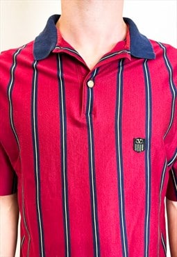 Vintage 90s stripes red polo shirt 