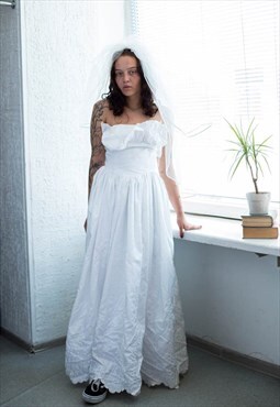 Vintage 70's White Corset Top Dress