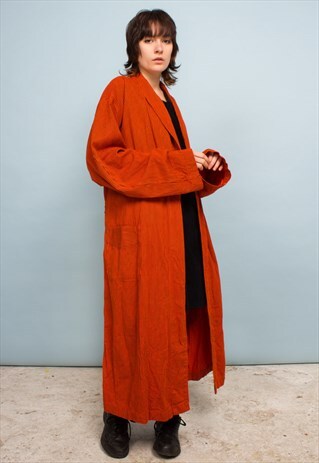 VINTAGE UNISEX TRENCH COAT / OVER COAT WITH FINE STRIPES