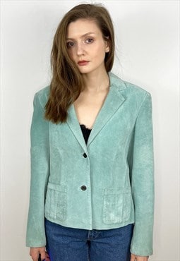 Turquoise Suede Jacket, Suede Blazer