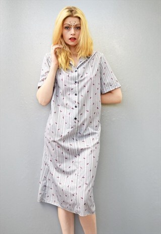 VINTAGE 70'S RETRO MOD ABSTRACT PRINT MINIMALIST MIDI DRESS