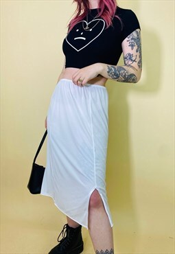 Vintage Y2K 90s White Satin Side Slit Mini Skirt