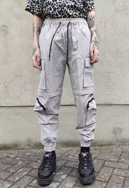 Detachable cargo joggers 2 in 1 slim fit shorts & pants grey