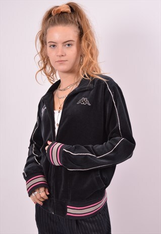 VINTAGE KAPPA TRACKSUIT TOP JACKET BLACK