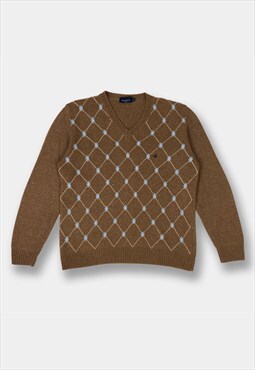 Vintage Brooksfield Brown Argyle Knitted Jumper