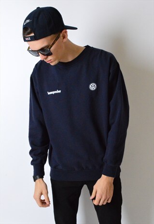 VINTAGE 90S NAVY BLUE MINIMALIST SWEATSHIRT JUMPER