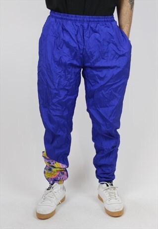 VINTAGE BLUE DETAILED 90'S SHELL PANTS