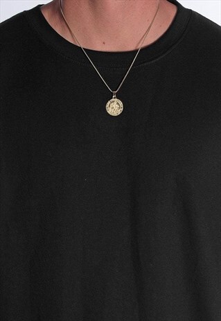 22" SAINT CHRISTOPHER PENDANT NECKLACE CHAIN - GOLD