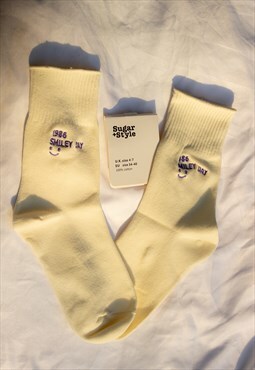 Purple Smiley Date Socks