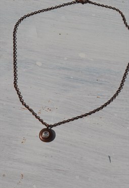 Deadstock glass/plastic gold/black long necklace.
