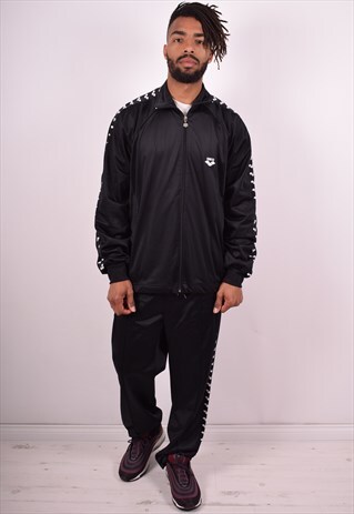 MENS VINTAGE FULL TRACKSUIT XL BLACK 90S