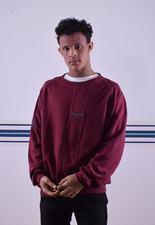 MAROON PUMA SPORT EMBROIDERED SWEATSHIRT