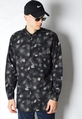 VINTAGE 90S BLACK ABSTRACT LONG SLEEVE SHIRT