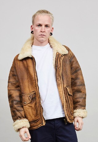 80'S VINTAGE SHEARLING BOMBER JACKET
