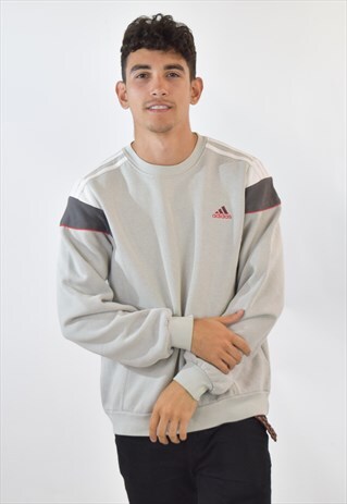 VINTAGE GREY ADIDAS 90S CREW NECK SWEATSHIRT