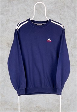 Vintage Blue Adidas Sweatshirt Spell Out Logo Large