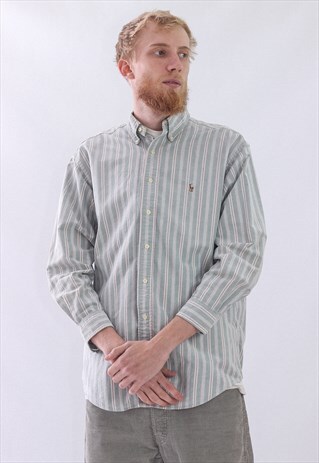 VINTAGE MENS POLO RALPH LAUREN LOGO CASUAL LONG SLEEVE SHIRT