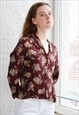 VINTAGE MAROON ROSE PRINT BLOUSE