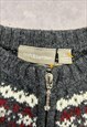 VINTAGE KNITTED CARDIGAN EMBROIDERED BIRD PATTERNED KNIT 