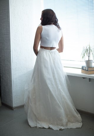 VINTAGE 80'S IVORY MANY LAYERS WEDDING SKIRT