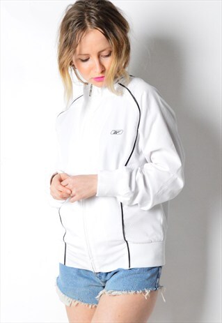 VINTAGE 90S WHITE REEBOK SPORTS TRACK JACKET