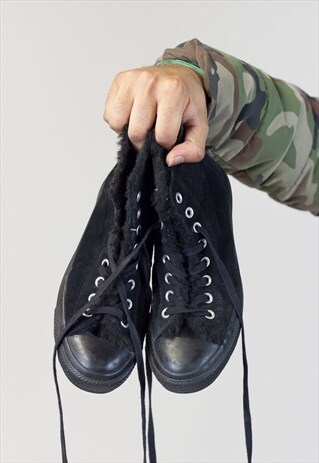 VINTAGE CONVERSE SUEDE FUR-LINED TRAINERS