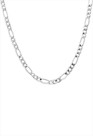 LUDWIG. CHUNKY SILVER FIGARO CHAIN NECKLACE