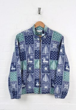 Vintage Fleece Stag Print Blue/Green Ladies XL